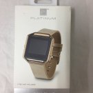 Platinum - Leather Band Stainless Steel and Leather Watch Strap for Fitbit Blaze