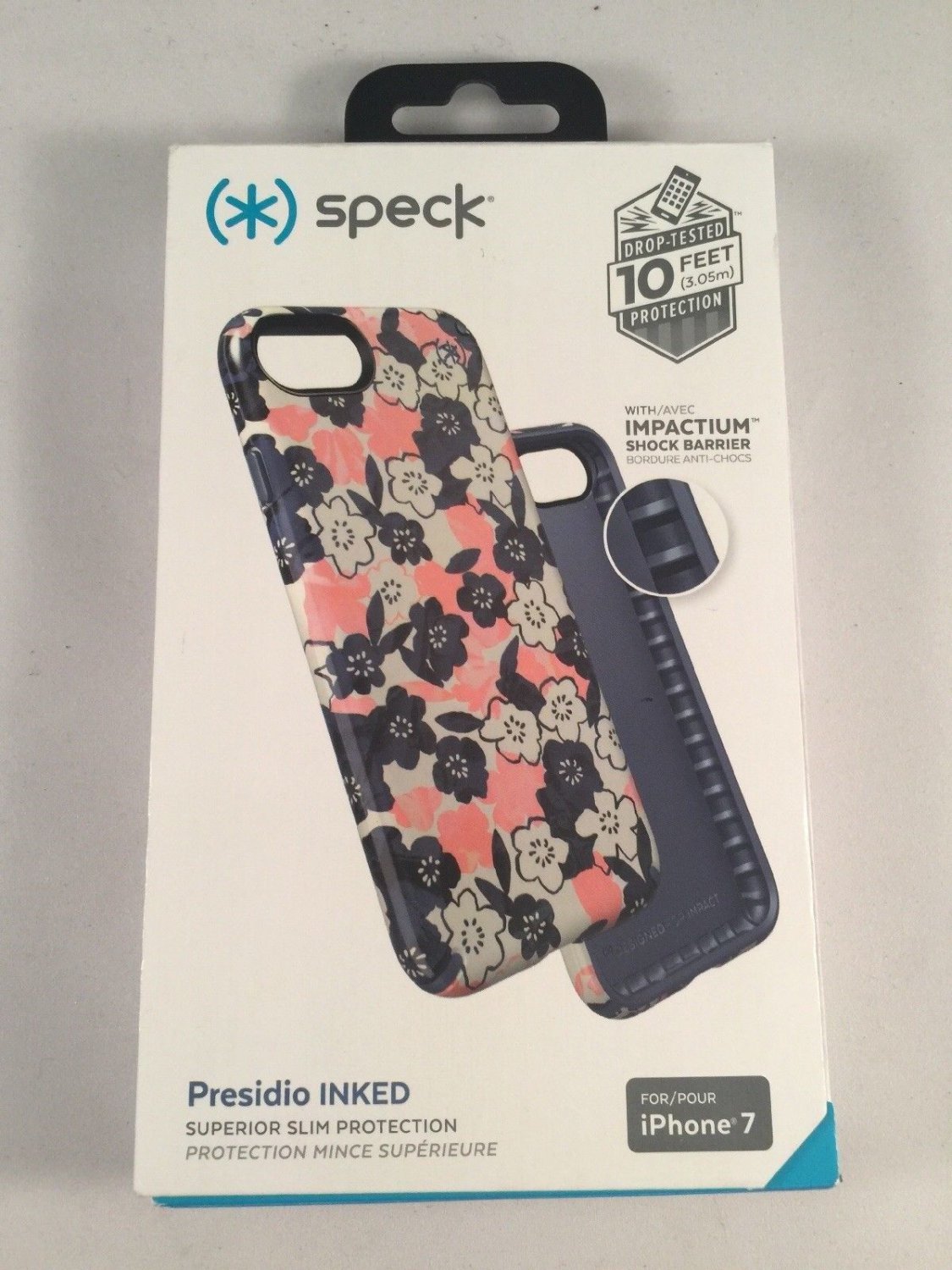 Speck Presidio Candyshell Inked Hard Case for iPhone 7 (Pink Floral Peach/Blue)