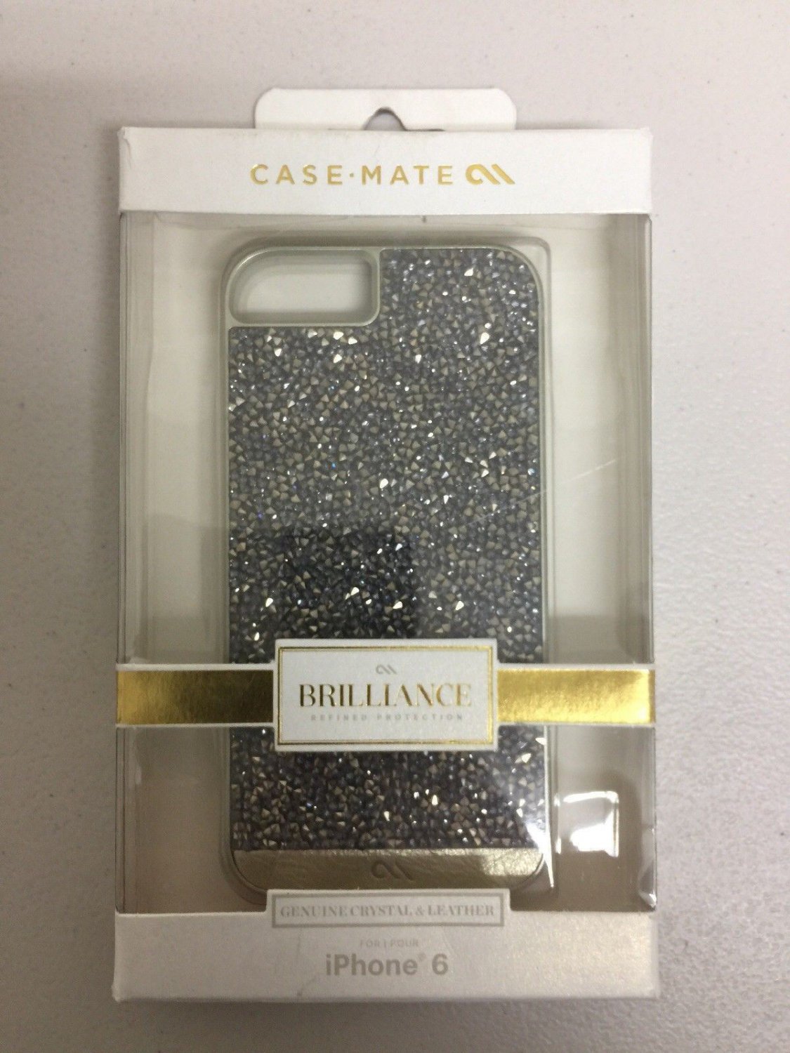 Case Mate Brillaince Crystal & Leather Gold Dual-Layer Case Cover iPhone 6 6s