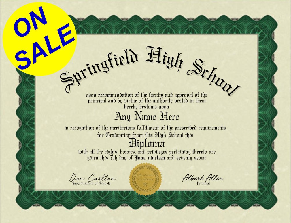 A Fun/Fake/Gag High schoolHome school Diploma with Free Shipping