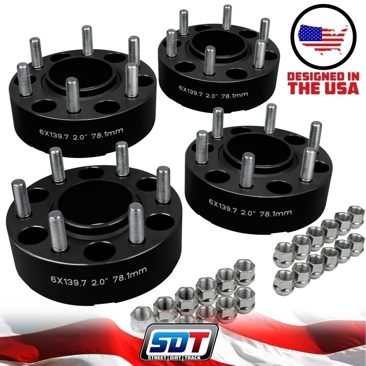 4pc 2" Inch Hub Centric 6x5.5" Wheel Spacers Chevy GMC Silverado Sierra