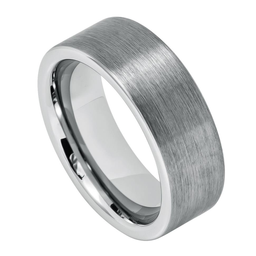 8mm Tungsten Carbide Wedding Band Ring Gun Metal Brushed