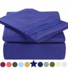 Queen Size Bed Sheet Set 100% Brushed Microfiber Polyester 1800 Series - Deep Pocket - Royal Blue