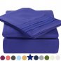Queen Size Bed Sheet Set 100% Brushed Microfiber Polyester 1800 Series - Deep Pocket - Royal Blue
