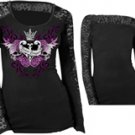 Lethal Threat 2017 Womens Divine Danger Lace Long sleeves Shirt - Black