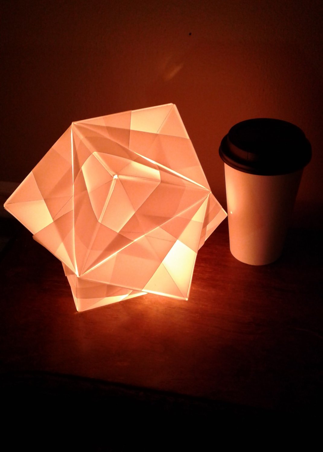 Handmade Origami Octahedron Lamp
