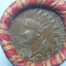 WHEAT PENNY ROLL,1857 SEATED DIME & 1899 IHP ON ENDS T-10
