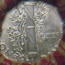WHEAT PENNY ROLL, "S" MERCURY DIME & "D" MERCURY  DIME ON ENDS T-21