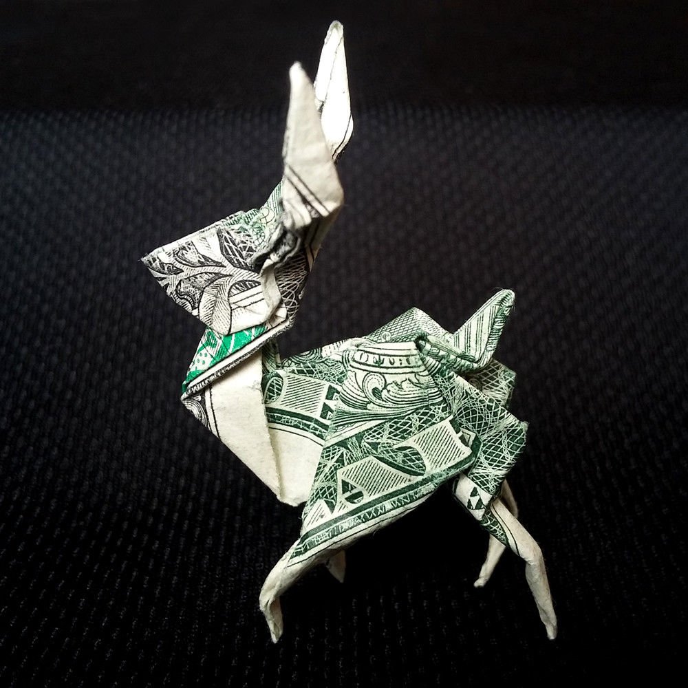 1 Real Dollar Bill Origami Sculpture Christmas DEER 3D Gift Money Xmas