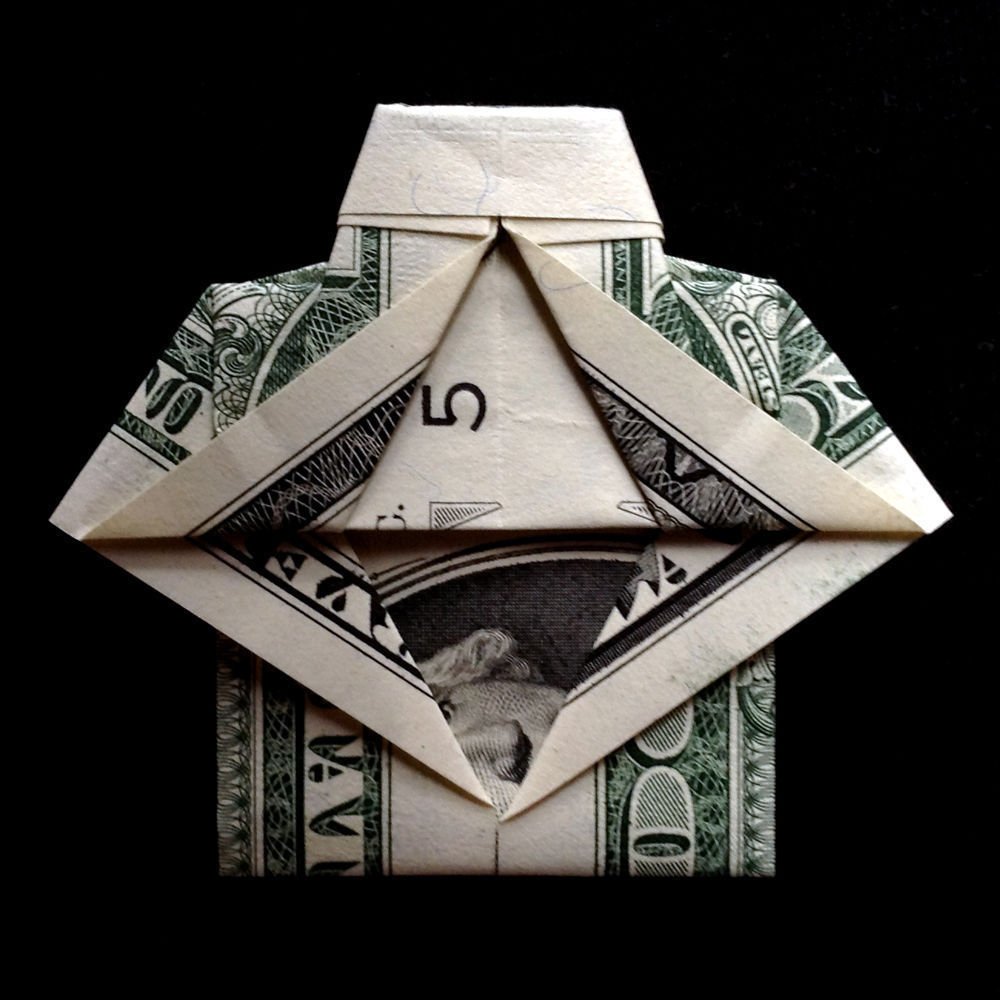 Origami Mens Dress Shirt With Tie Art T Money Handmade Real 1