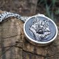 Realistic 3d metal wolf medallion necklace - canis lupus pagan charm pendant - Fenris