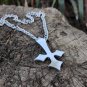 Antichristian inverted cross black metal necklace , big satanic crucifix medallion left hand path