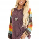 Multicolor Striped Balloon Sleeves Knit Top