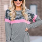 Pink Camouflage Patchwork Long Sleeve Top