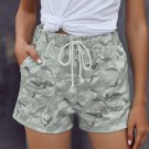 Gray Camouflage Drawstring Casual Shorts