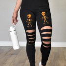 Cut-out Skeleton Print Halloween Leggings