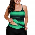 Greenish Strappy Hollow Out Back Plus Size Tankini
