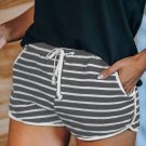 Dark Gray Disconnect Striped Cotton Blend Pocketed Shorts