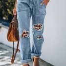 Leopard Patches Cotton Pocketed Denim Jeans