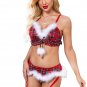 2pcs Red Plaid Feather Trimming Christmas Costume