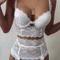 White Lace Push up Bra and Panty Set with Garter Belt
