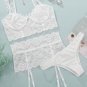 White Lace Push up Bra and Panty Set with Garter Belt