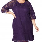 Purple Crochet Lace Overlay Plus Size Midi Dress