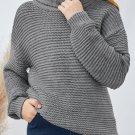 Gray Turtleneck Knitted Girls Sweater