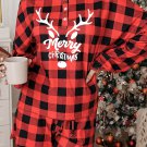 Christmas Plaid Letter Print Long Sleeve Top and Shorts Loungewear