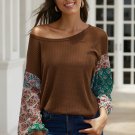 Brown Floral Sleeve Pullover Top