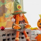 Halloween Scarecrow Dwarf Hugging Pumpkin Faceless Female Doll