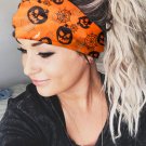 Orange Halloween Skull Spider Web Pumpkin Face Headband