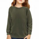 Green Raglan Sleeve Pullover Kids Sweatshirt
