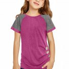 Rose Raglan Sleeve Kid Tee with Side Buttons