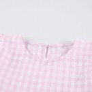 Pink Girl's Plaid Print Ruffled Sleeveless Shift Mini Dress