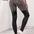 Leopard Mesh Splicing Sports Yoga Pants