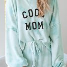 Sky Blue COOL MOM Long Sleeve Top and Drawstring Shorts Lounge Wear