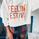 FEELIN' FESTIVE Graphic Crop Sweatshirt and Joggers Loungewear