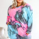 Multicolor Tie dyed Top and Shorts Plus Size Lounge Wear