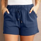 Blue Drawstring Waist Pocket Shorts