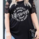 Black My Greatest Blessings Call Me Nana Lace Sleeve Plus Size Top