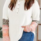 Plus Size Patchwork Long Sleeve Knit Henley Top