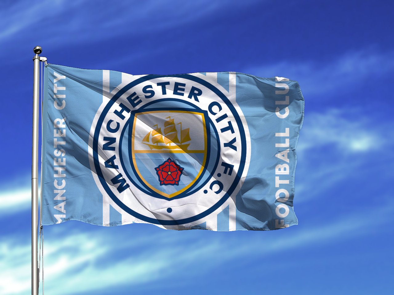 City Manchester Flag Fc Soccer Banner Football Premier Team Ft Club England Blue