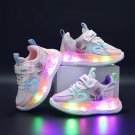 Disney Children Led Shoes Kids Girls Sneakers Frozen Elsa Princess Lighting