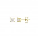 0.52Ct Princess Cut Natural Diamond Stud Earrings in 14K Yellow Gold