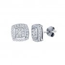 Solid 10k White Gold 0.50 Ct Round Cut Diamond Halo Stud Earrings HI I2 Solid 10k White Gold 0.50 Ct Round Cut Diamond Halo Stud Earrings HI I2