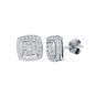 Solid 10k White Gold 0.50 Ct Round Cut Diamond Halo Stud Earrings HI I2