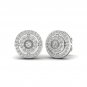 Sterling Silver 0.42ct TW Diamond Double Halo Stud Earrings