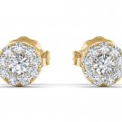Natural 10k Yellow Gold 0.33 Ct Round Cut Diamond Stud Earrings HI I2 Pushbacks