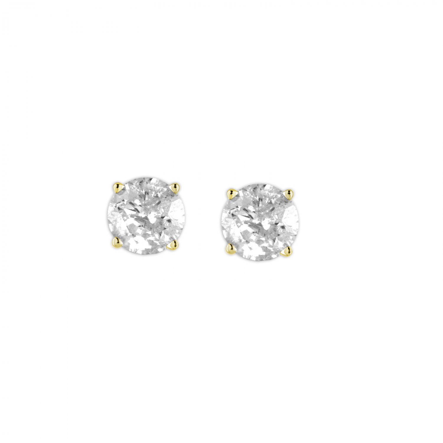 1.05Ct Round Cut Natural Diamond Stud Earrings in 14K Yellow Gold